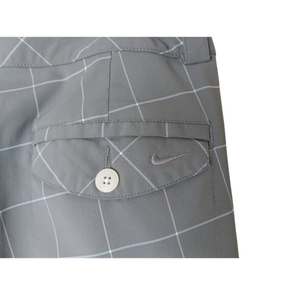 Nike Golf Pants Size 8 Gray Windowpane Plaid Dri-Fit Cropped Capris Activewear - Picture 14 of 15